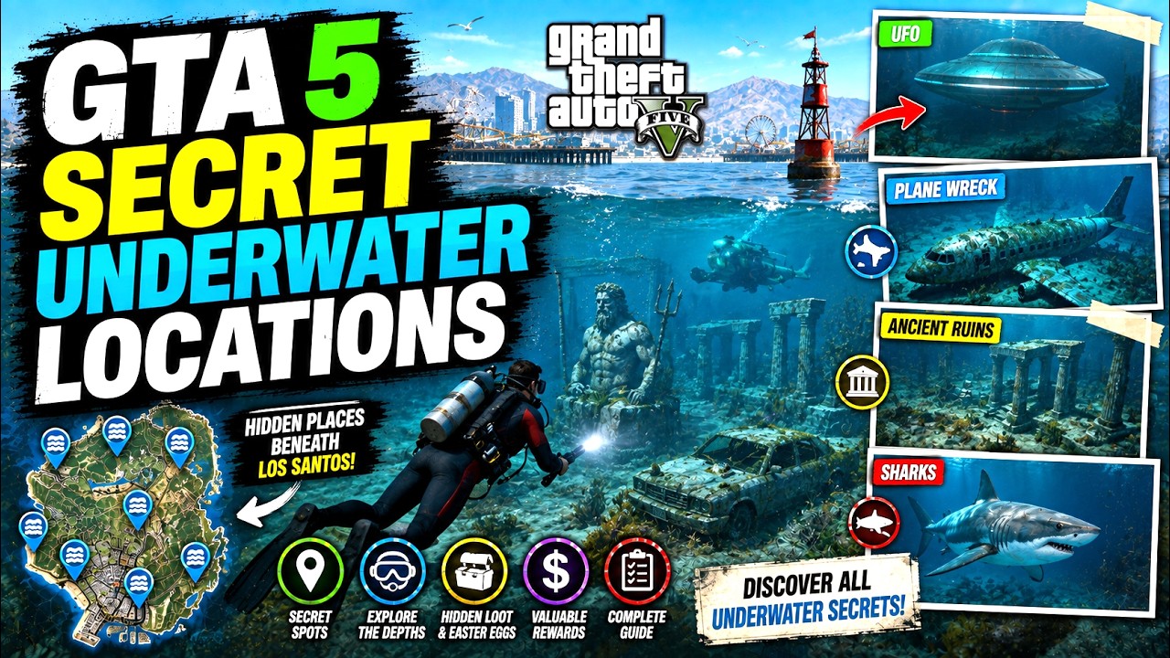 GTA 5 SECRET UNDERWATER LOCATIONS No Mods YouTube 