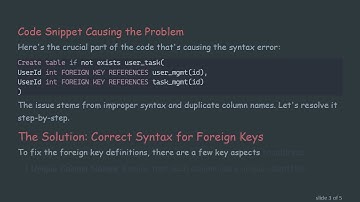 Fixing Syntax Errors When Creating Foreign Keys in MySQL Tables