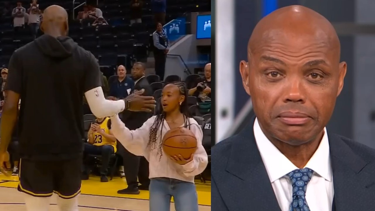 LeBron warms up with his daughter and Chuck says she'd be Lakers 6th or 7th best player 😂