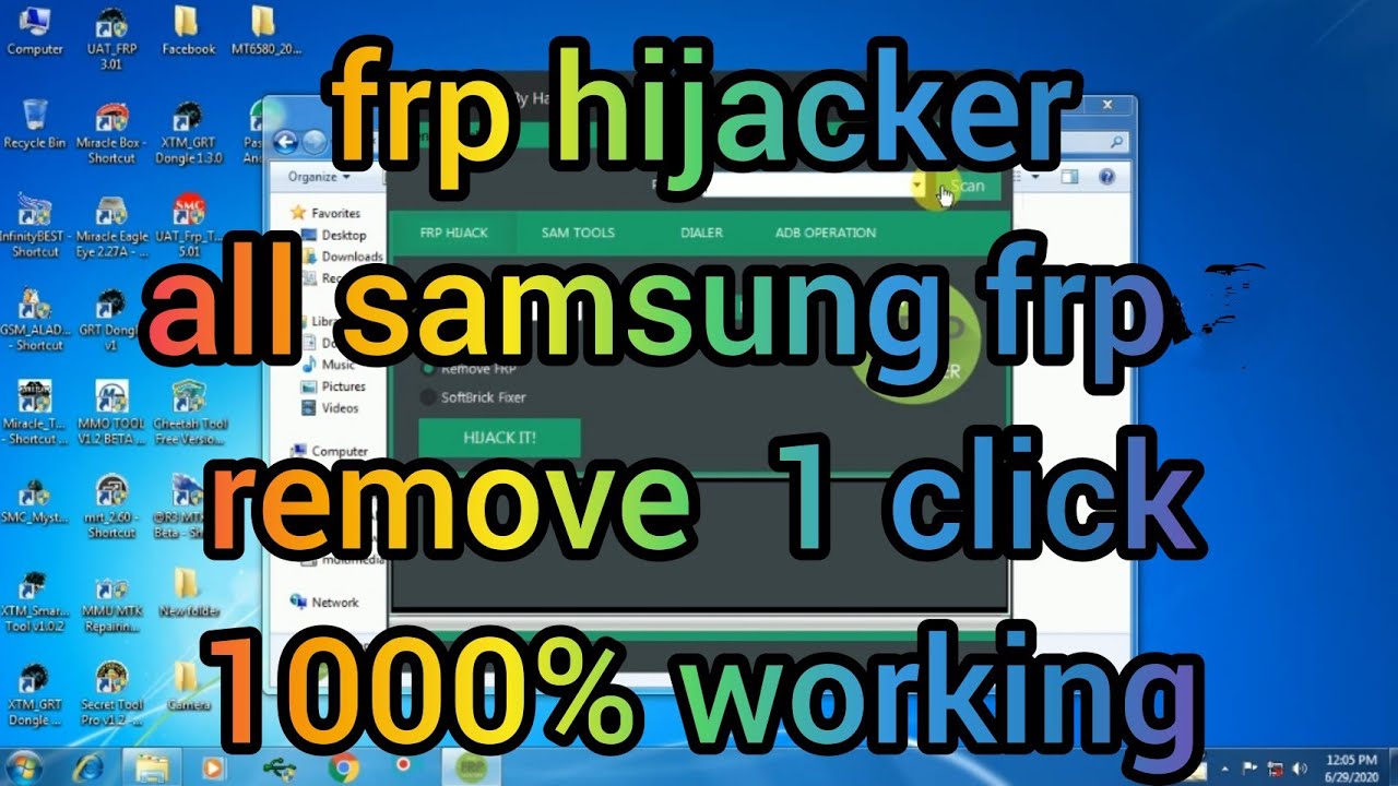 all samsung frp bypass 1 click samsung hijacker 100% wirking - YouTube