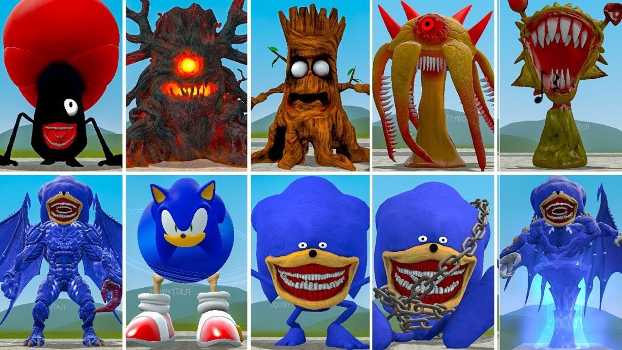 NEW EVOLUTION OF ALL SONIC TAPES VS ALL SPRUNKI MRTREE TAPES FAMILY  in Garrysmod!,...