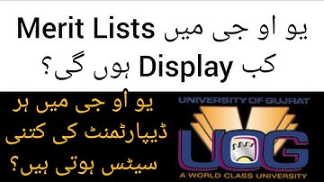 UOG Merit List Dates 2021 | UOG Admission fall 2021 |