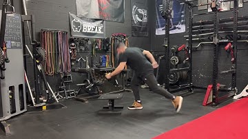 Matthew Ibrahim | Cable Split Stance 1-Arm Low Row w/ Box Stomp