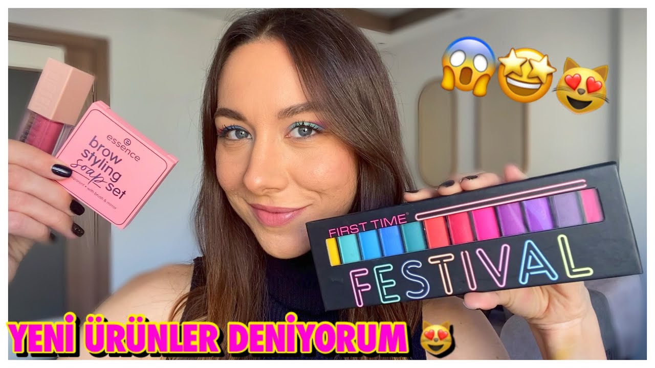 YENİ ÜRÜNLER DENİYORUM 😍 | FİRST TİME FESTİVAL FAR PALETİ, ESSENCE KAŞ SABUNU, MAYBELLINE GLOSS 😱