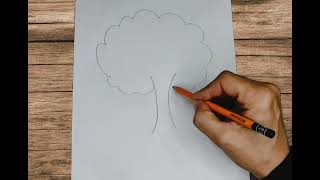 رسم شجرة سهلة جدا للمبتدئين||drawing a tree||how to draw a tree easy screenshot 3