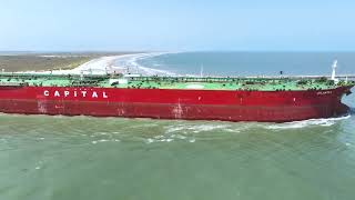 Oil Tanker in Corpus Christi Channel - Port Aransas, Texas