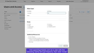 Apple Developer Settings for Gymdesk