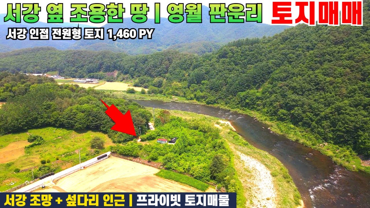 영월 서강 인접 토지 매매｜주천면 판운리 섶다리 인근 4필지｜총 1,460평｜3억 5천｜푸른숲부동산