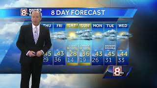Partly cloudy and not as cold tonight