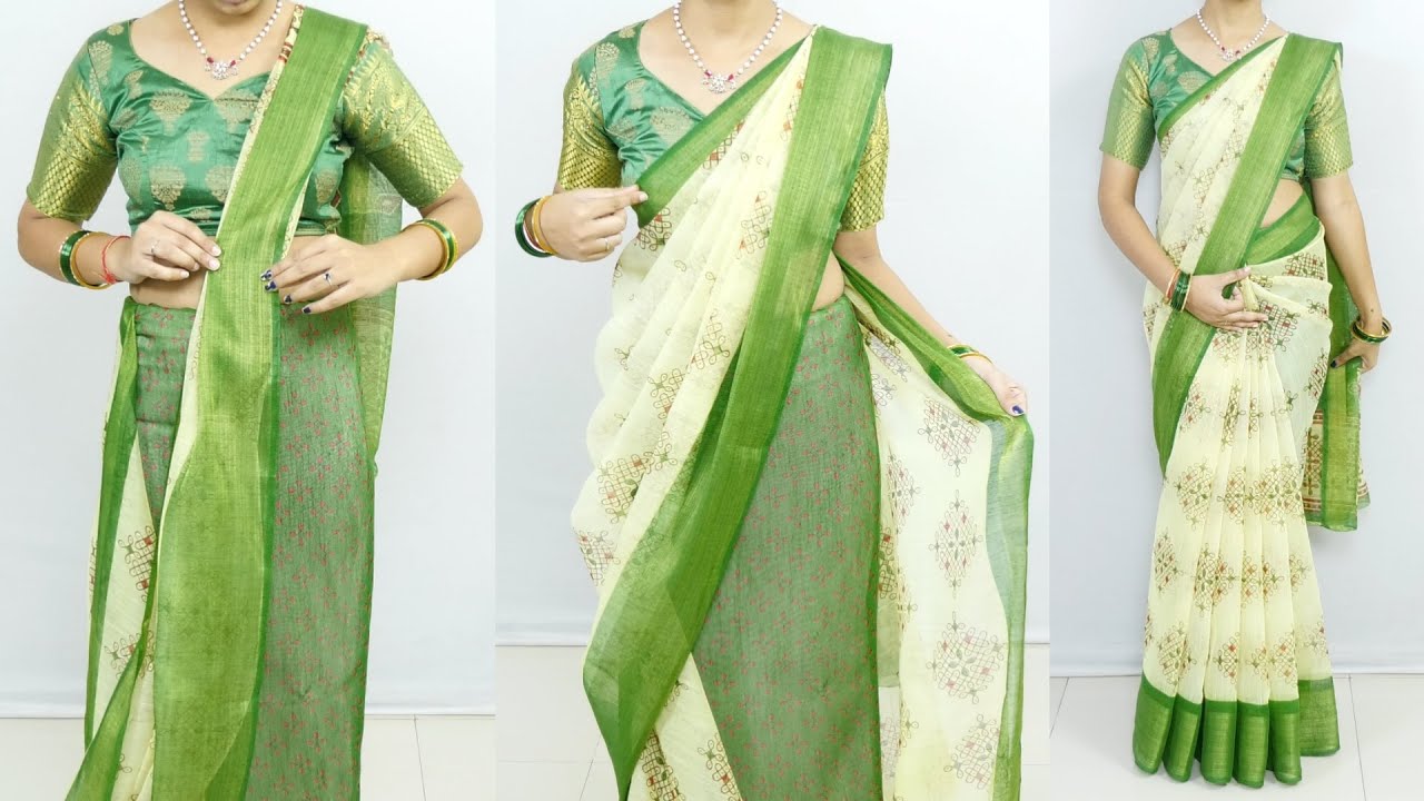 Pure Cotton Silk Saree Draping Perfectly For Every Day | How to Make Perfect Pleats in Cotton Saree