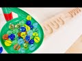 マーブルランレースASMR HABAのWウェーブスロープ＆くみくみスロープで長めのコース Marble run rolling ball HABA W Wave Slope