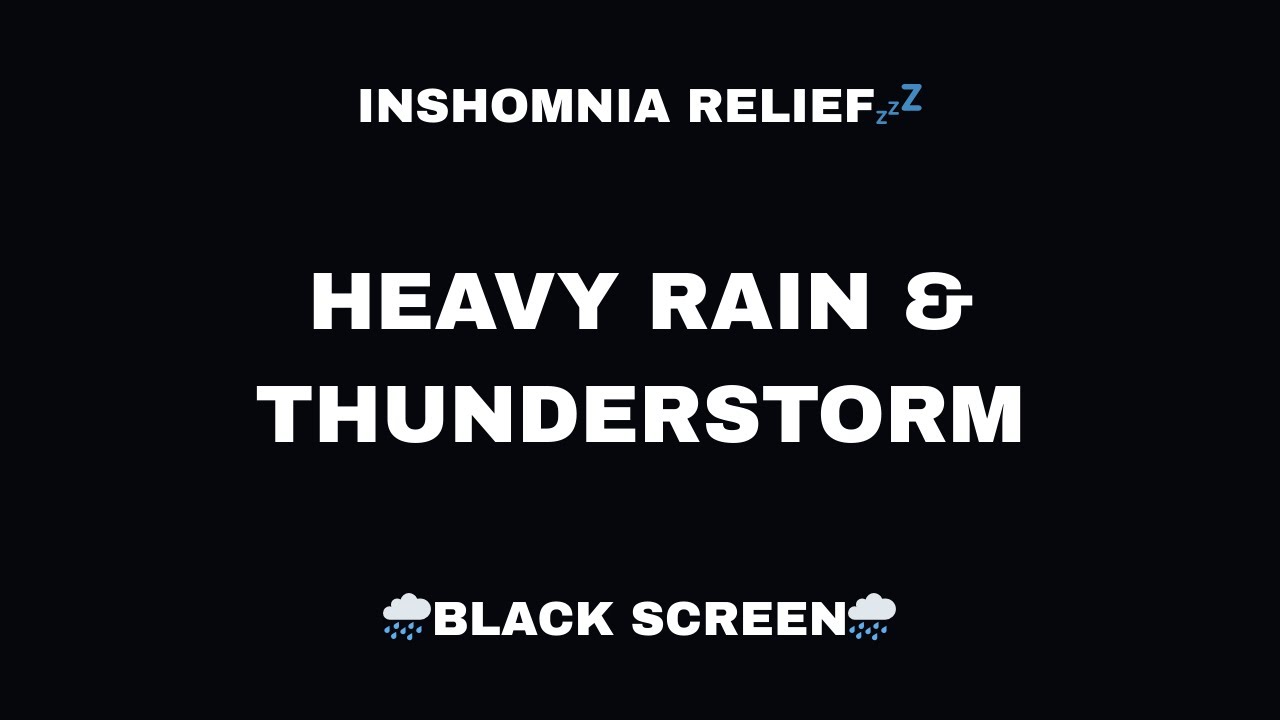10 Hours of Heavy Rain Thunderstorm | Black Screen Sleep Sounds