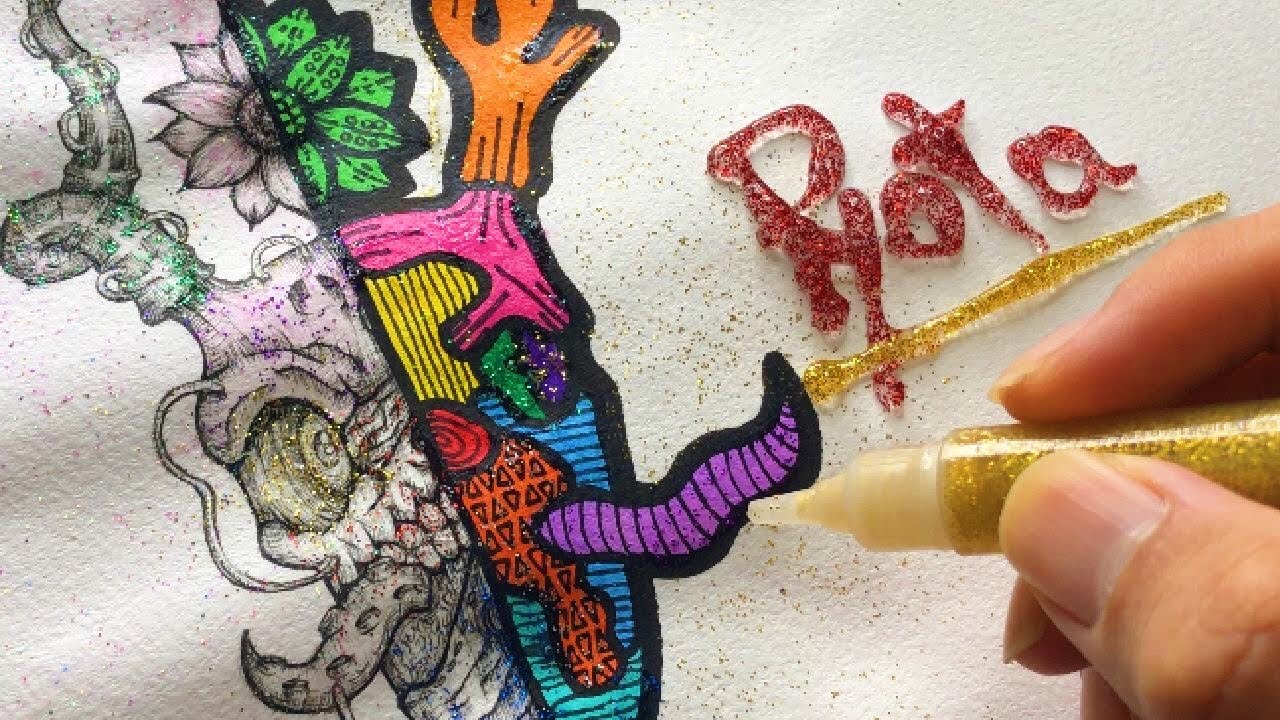 ラメペン 100均のジェル状のグリッターのりで絵を描くのオススメ ダイソー Youtube