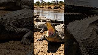 Nile Crocodiles basking along the River banks of Tanzania | #shorts #viralshorts #nilecrocodile