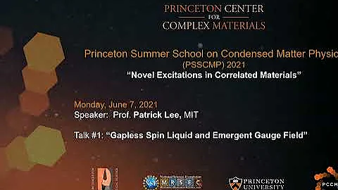 Prof. Patrick Lee: "Gapless Spin Liquid," Lecture 1 of 2