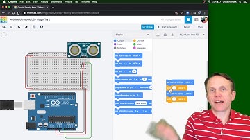 TinkerCAD Circuits - Ultrasonic Sensor triggers LED