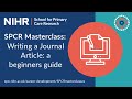 SPCR Masterclass | Writing a Journal Article: a beginners guide