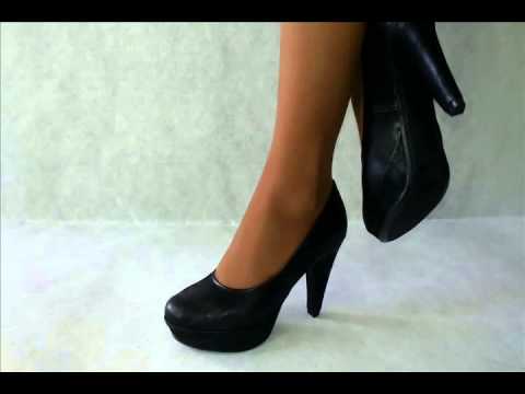 Zapato Dama Tacon Negro Plataforma - YouTube