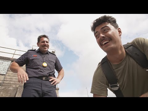 Tamati Rimene-Sproat tries his hand at being a cadet firefighter