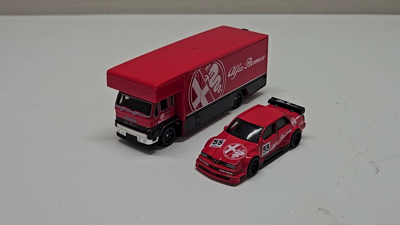 Hot Wheels Premium Team Transport Alfa Romeo 155 V6 and Fleet