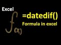 DATEDIF function in excel (hindi)/ DATEDIF formula in excel/ how to count day month and year