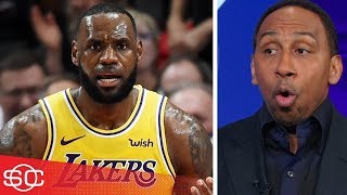 After the los angeles lakers lose to portland trail blazers 128-119 in
lebron james’ debut purple and gold, stephen a. smith joins
sportscenter rec...