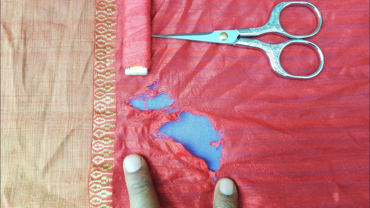 ज्यादा जली हुई साड़ी को कैसे रफू करें घर पर | burn hole repair in saree