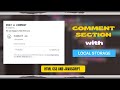 How to Create a Complete Comment Section Like Blogger with LocalStorage Using HTML CSS JavaScript