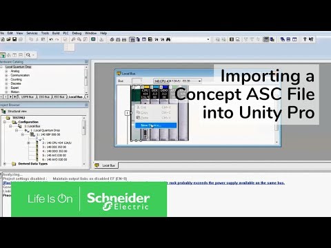 Importing a Concept ASC File into Unity Pro | Schneider Electric Support