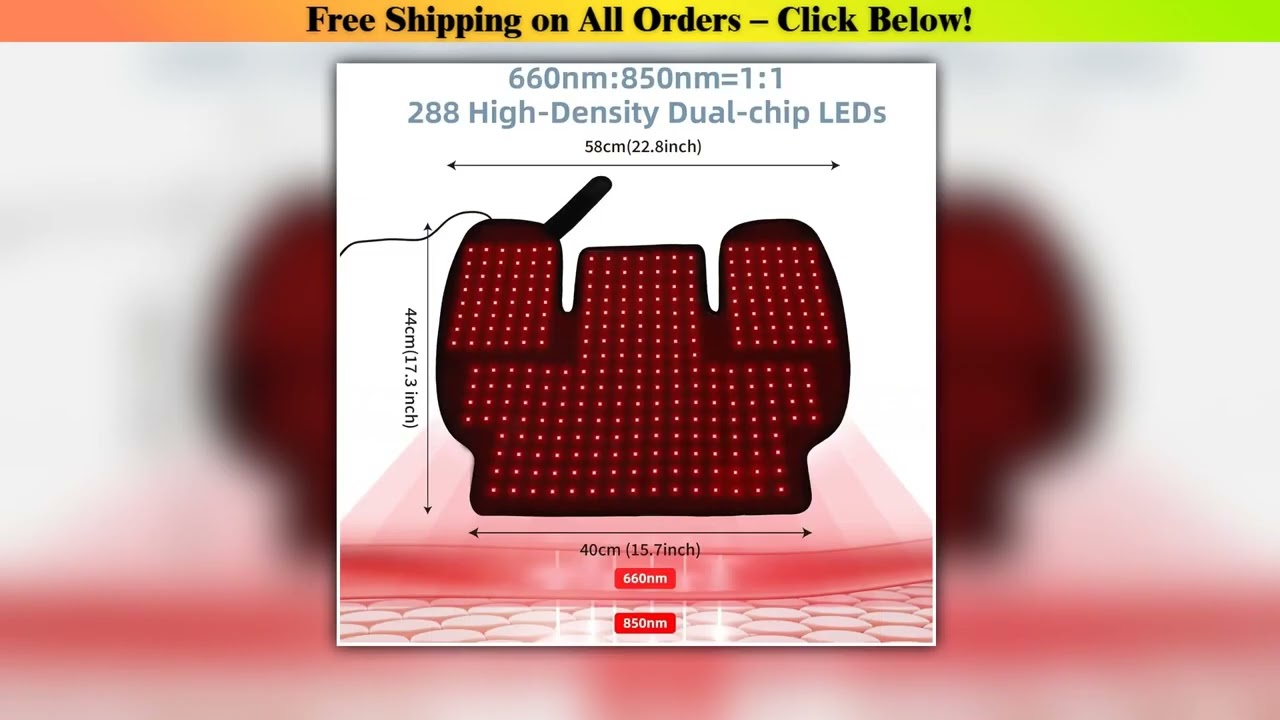 Red Infrared Light Neck ShoulderLarge Wearable Wrap Pad 660&850 nm Dual-chip LED Red Light Therapy