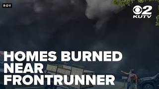 Homes damaged after grass fire spreads near Roy Frontrunner Station in Weber County