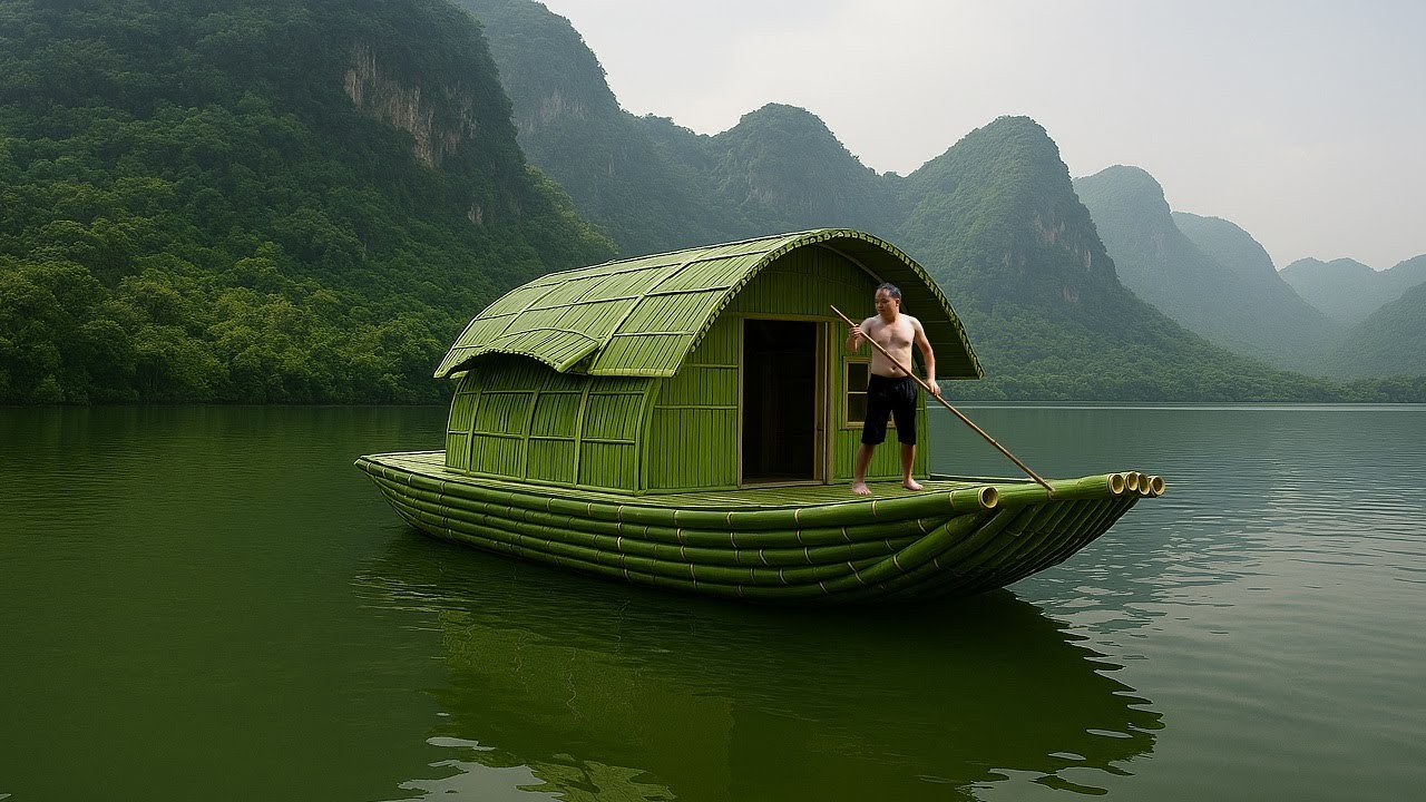 Make Your Own Simple But Sturdy Bamboo Raft - Fishing on a Raft - Relaxing in the Wild