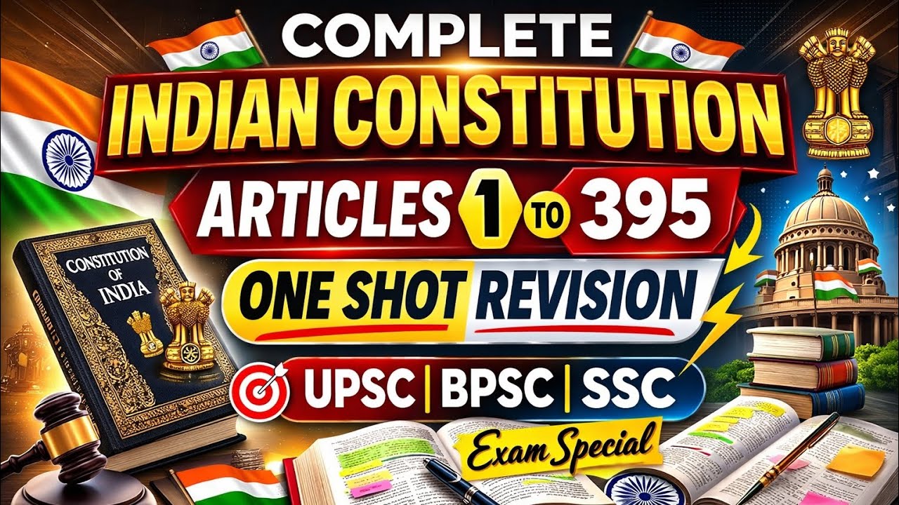 Complete Indian Constitution | Articles 1 to 395 One Shot Revision | UPSC BPSC SSC Exam Special 💥