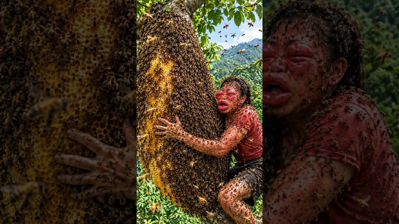 Catching a Giant Beehive Bare Handed in a Deep Forest on a 100 Meter Tall Ancient Tree
