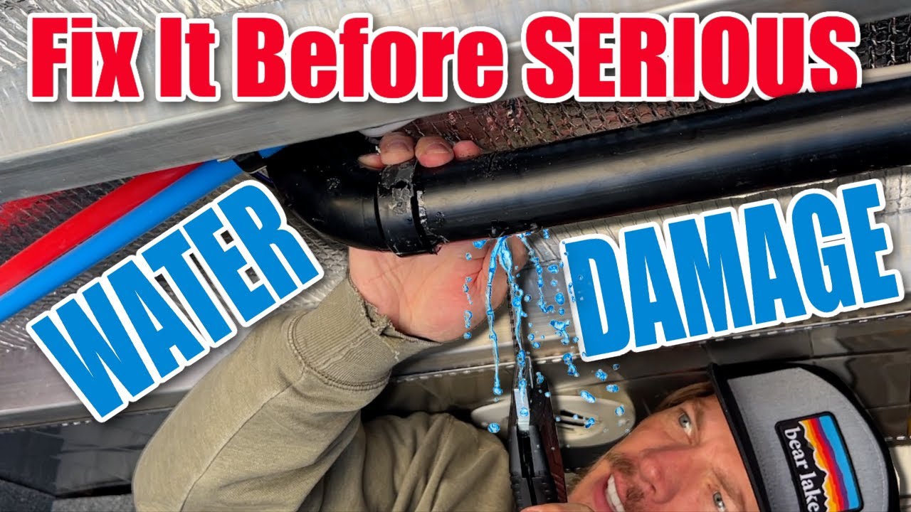 RV plumbing system being winterized by a technician