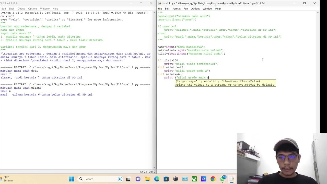 cara membuat app sederhana dengan 2 variabel menggunakan PYTHON - YouTube