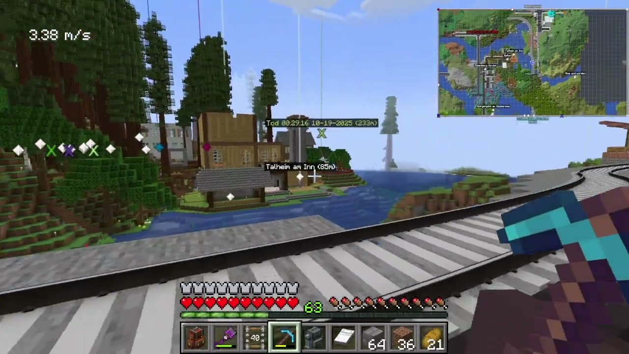 Minecraft Überlebensserver Heute eine Streckenbegehung der Linie S1 wie weit die Eisenbahnlinie ist