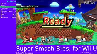 Super Smash Bros. for Wii U — Unlock All Characters speedrun in 1h00m30s