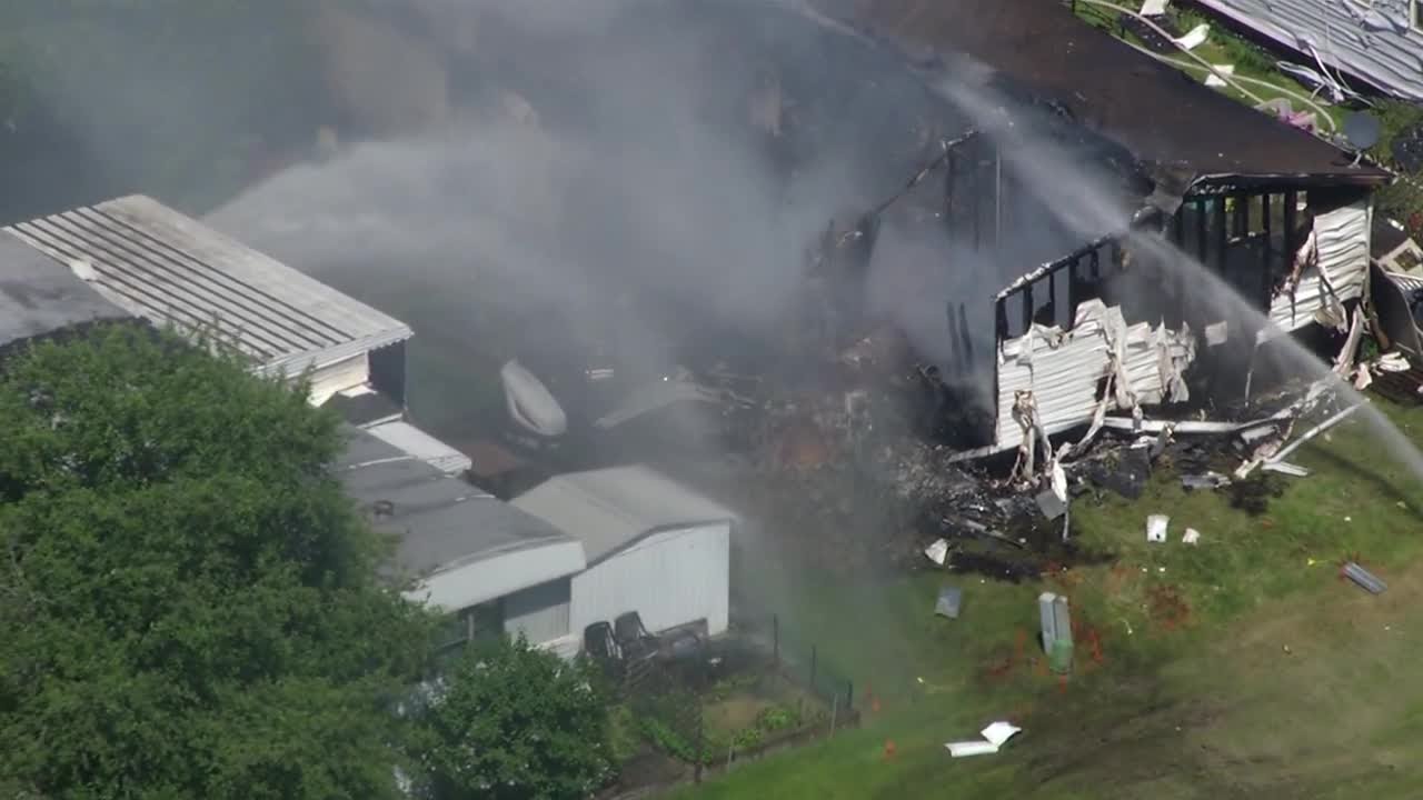 Crews on scene of mobile home fire - YouTube