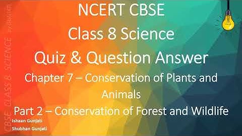 NCERT CBSE Class 8 Science: Chapter 7 Part 2: Conservation of Plants & Animals: Quiz/Question Answer