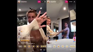 Justin Bieber being shy & Hailey Baldwin Bieber on Instagram Live Stream being cute - April 2, 2019