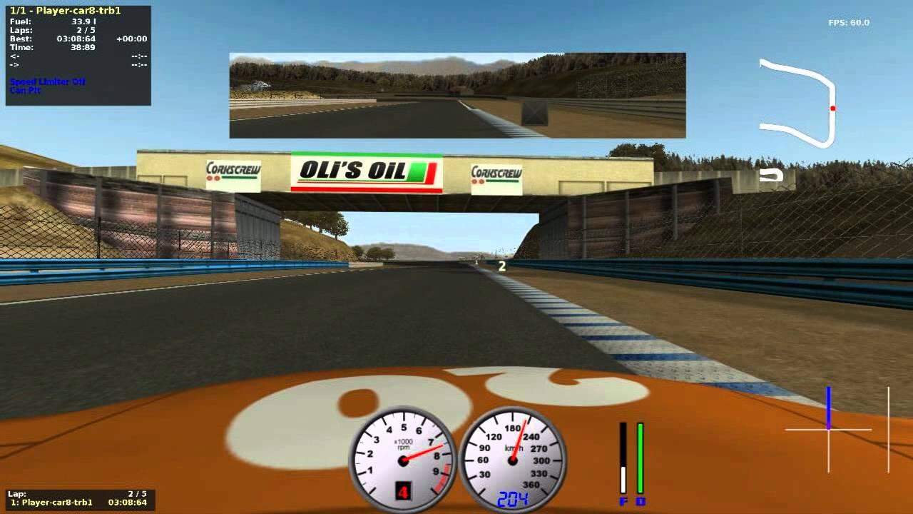 TORCS steering wheel setup and practice on Corkscrew