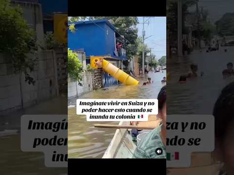 Se inunda una calle en México y los niños la usan como balneario