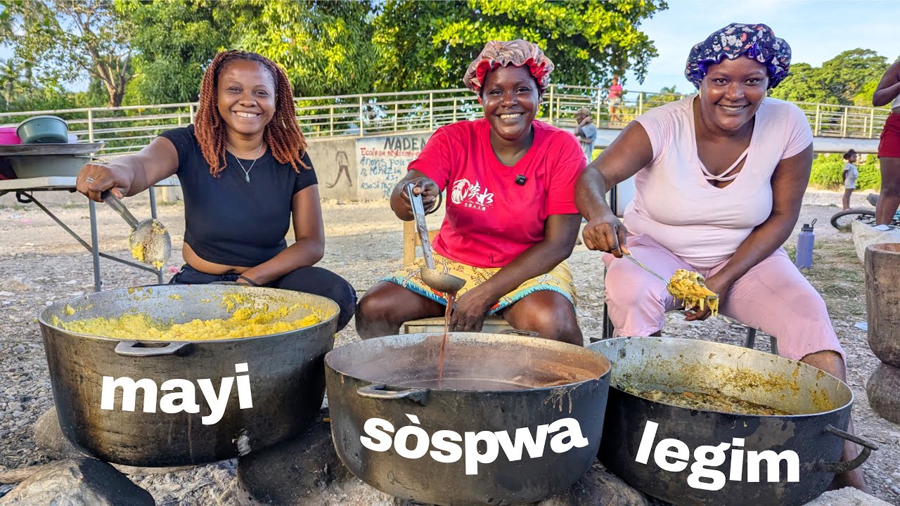 Jan timoun yo te mandel la nou prepare 3 gwo chodyè mayi, sòspwà, legim pou yo 