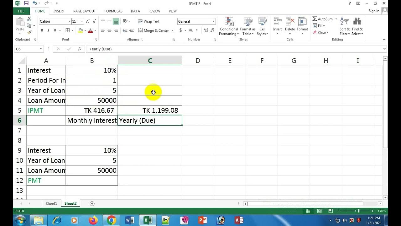 excel formula IPMT() & PMT() function - YouTube