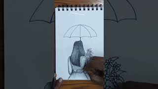 girl with an umbrella ? drawing pencil sketch ? shortvideo ytshorts fypシ shorts