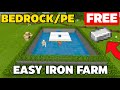 Minecraft: Easy and Efficient IRON FARM Tutorial For Bedrock And PE