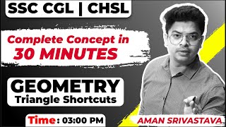 03:00 PM- Triangle Shortcuts Tricks | Geometry for SSC CGL, CHSL 2021| Quants by Aman Srivastava Sir