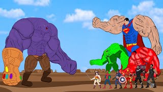 Rescue Team HULK & SPIDERMAN, CAPTAIN, SUPERMAN Vs THANOS : Avengers Endgame Final | Who Will Win ?