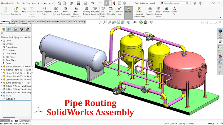 SolidWorks Pipe Routing-Water Tank And Pipe Routing Assembly